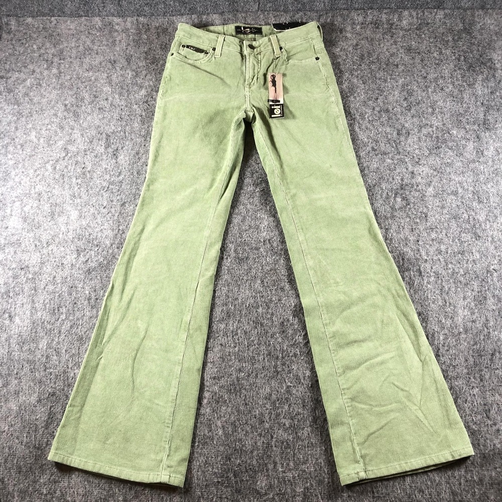 Vintage LEI Corduroy Pants Juniors 5 Green Low Rise Bootcut Y2K